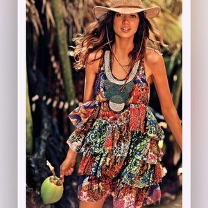 Desigual by Christian Lacroix Tiered Ruffle Halter Babydoll Dress